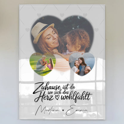 Familienbild Personalisiert mit 3 Herz Fotos Das Herz Wohlfühlt Perfektes Geschenk