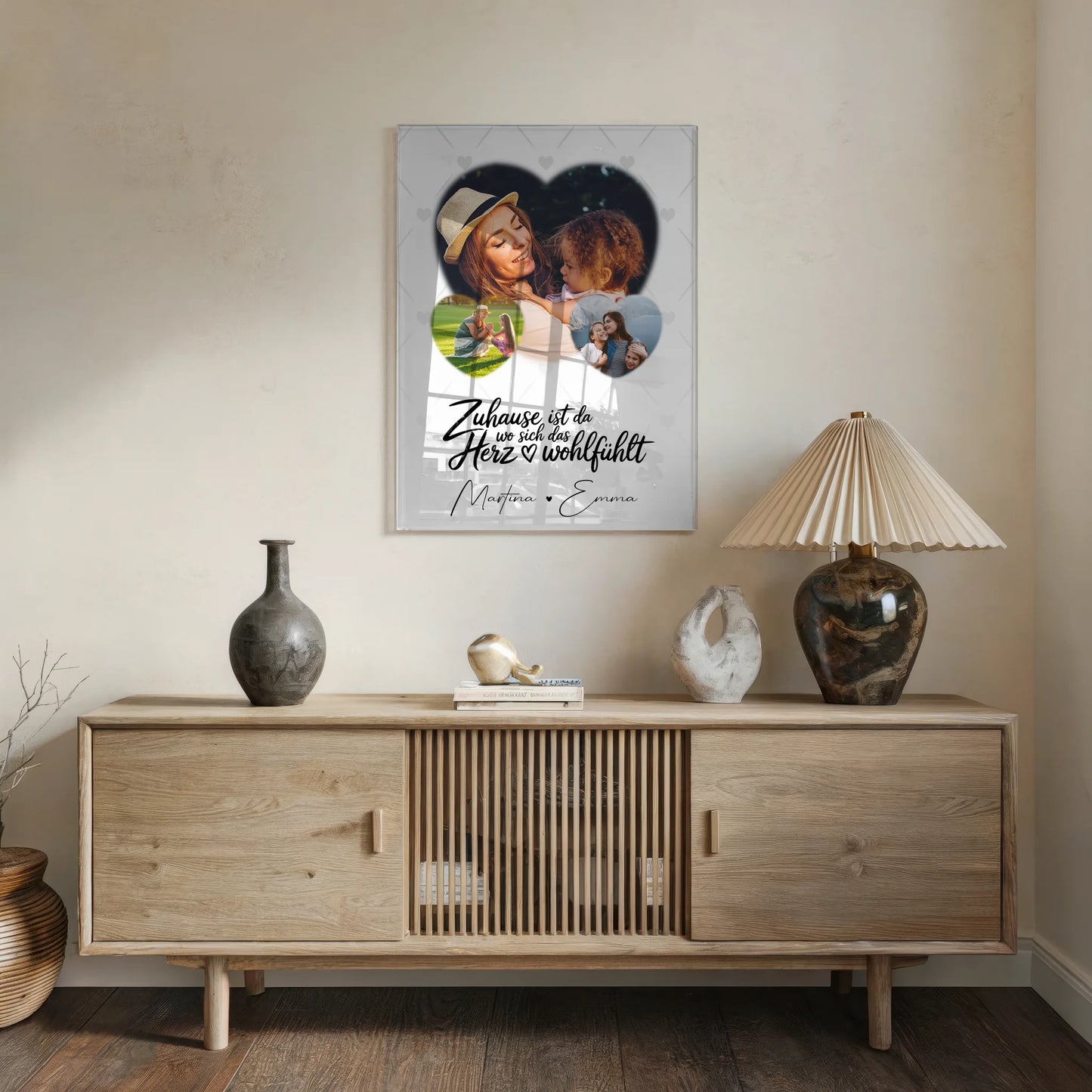 Familienbild Personalisiert mit 3 Herz Fotos Das Herz Wohlfühlt Perfektes Geschenk
