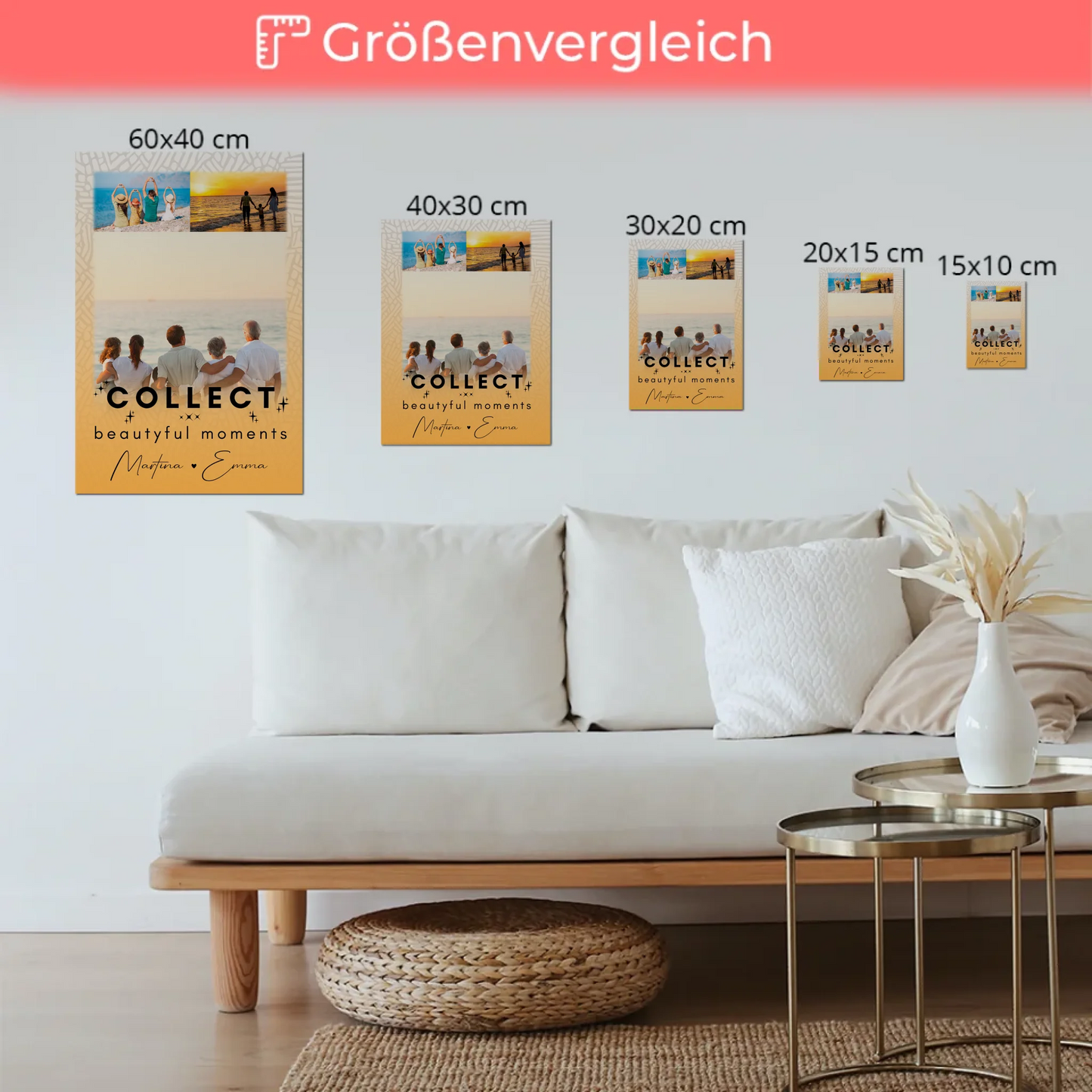 Wandbild Familie Personalisiert mit 3 Fotos Collect Beautiful Moments Individuell gestaltet
