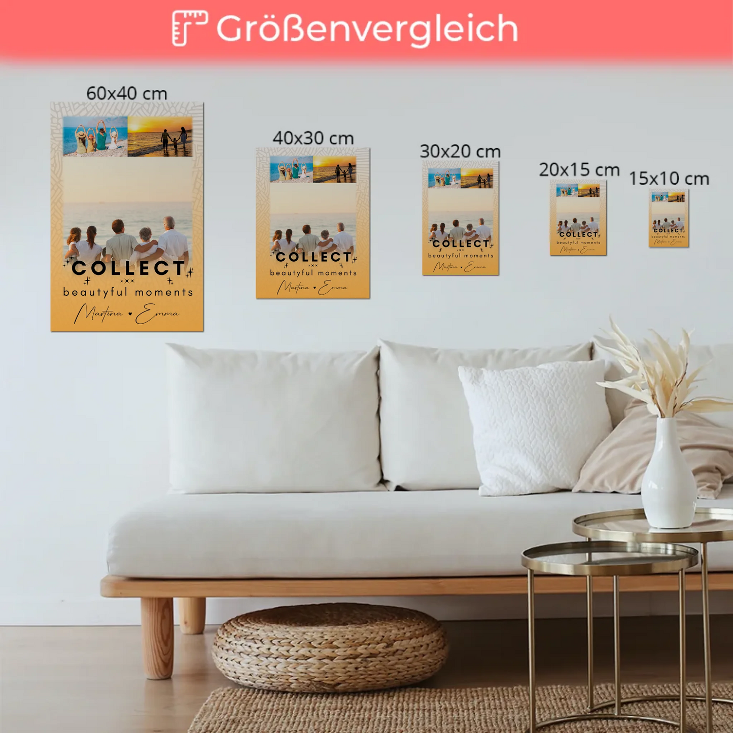Wandbild Familie Personalisiert mit 3 Fotos Collect Beautiful Moments Individuell gestaltet