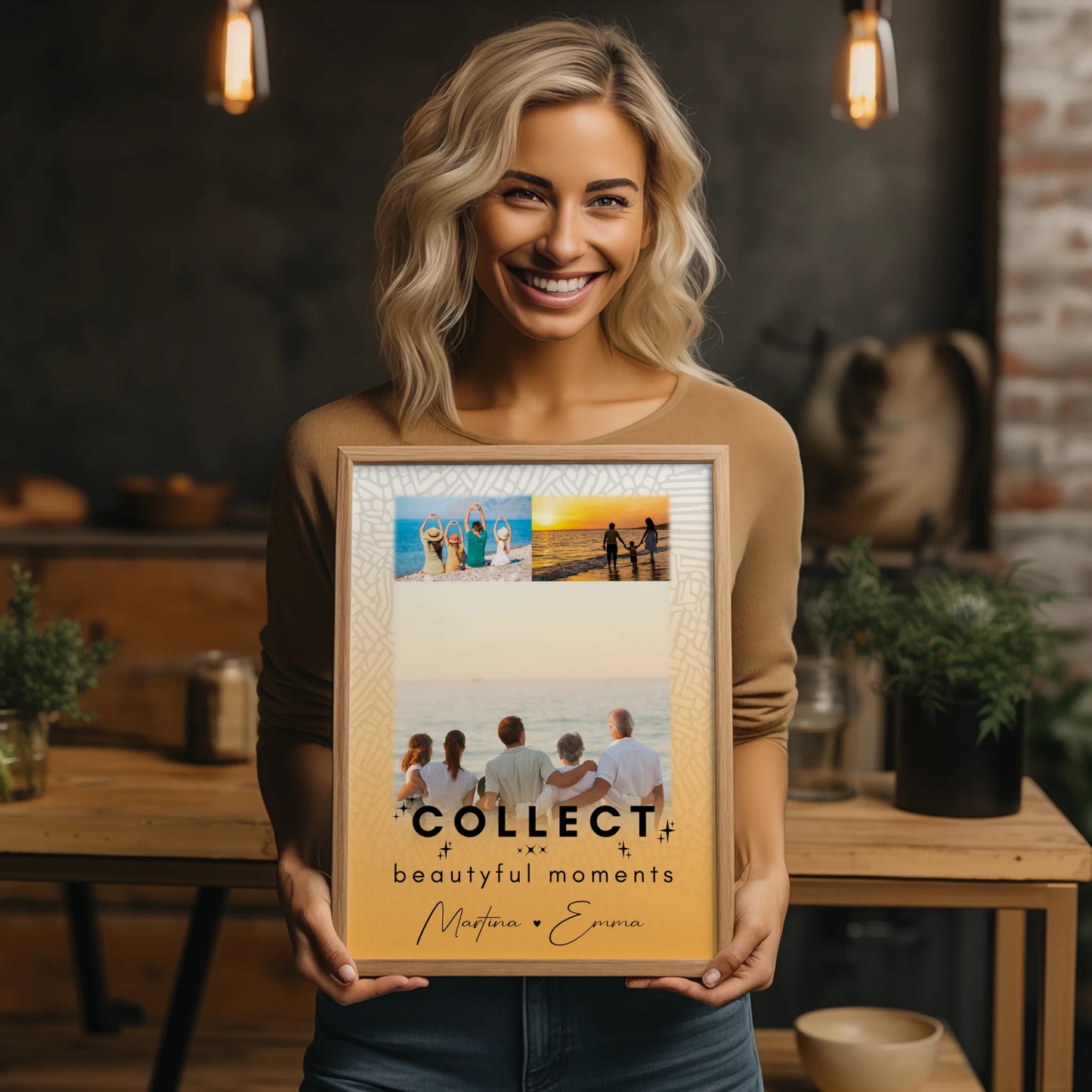 Personalisiertes Familienposter mit Namen und 3 Fotos Collect Beautyful Moments