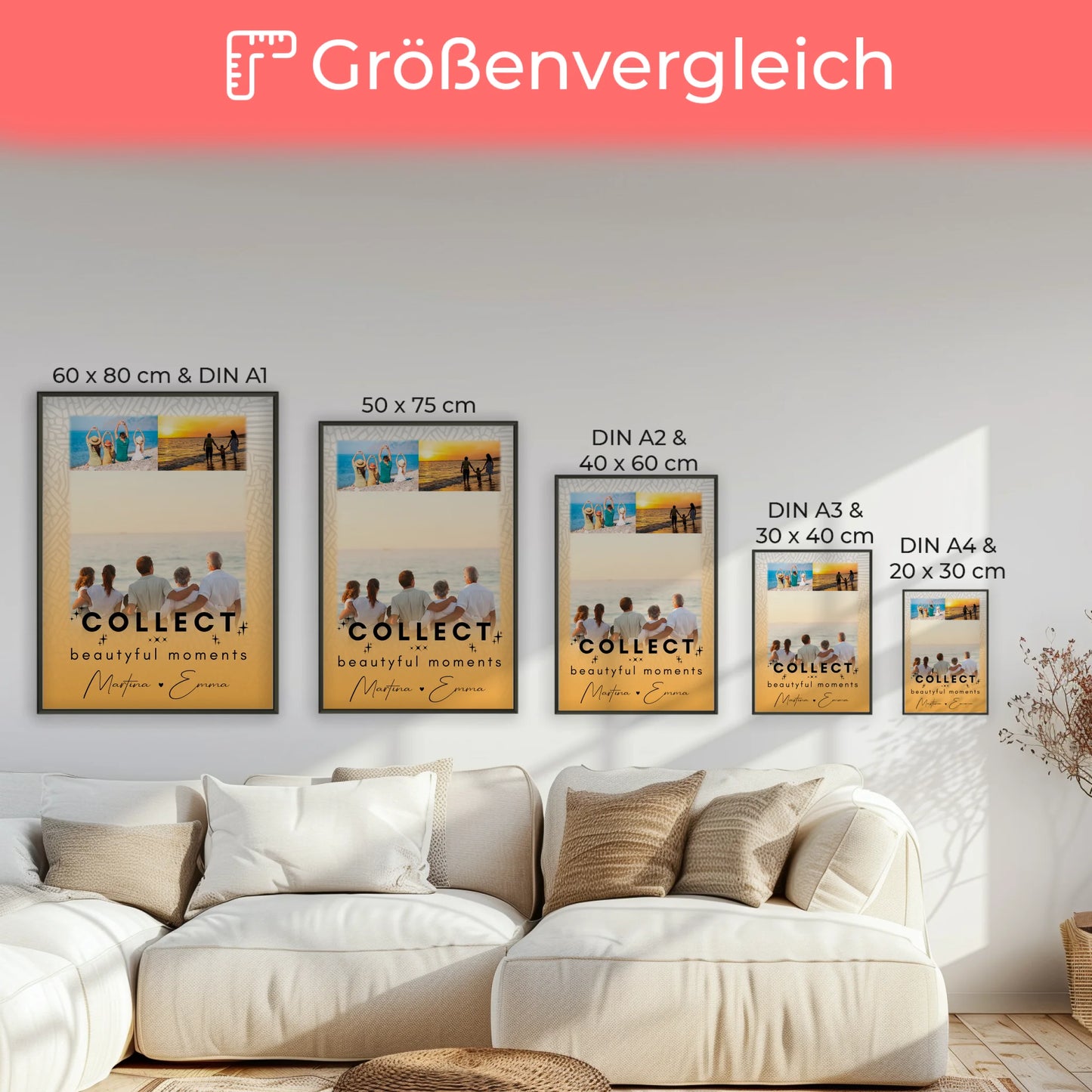 Personalisiertes Familienposter mit Namen und 3 Fotos Collect Beautyful Moments