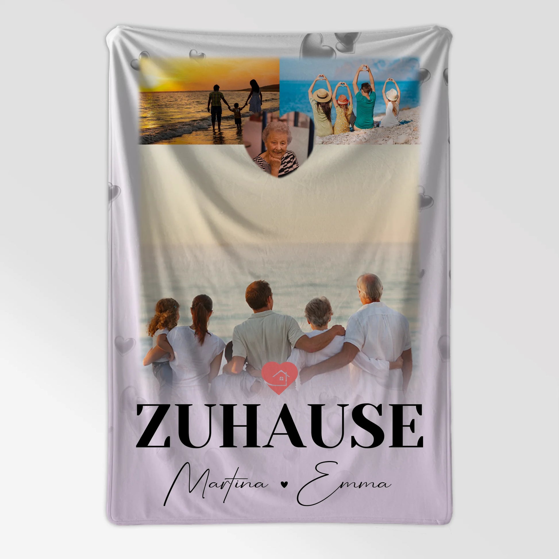 Personalisierte Decke Mit Namen 3 Fotos und 1 Herz Foto Für Zuhause 7