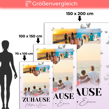 Personalisierte Decke Mit Namen 3 Fotos und 1 Herz Foto Für Zuhause 5