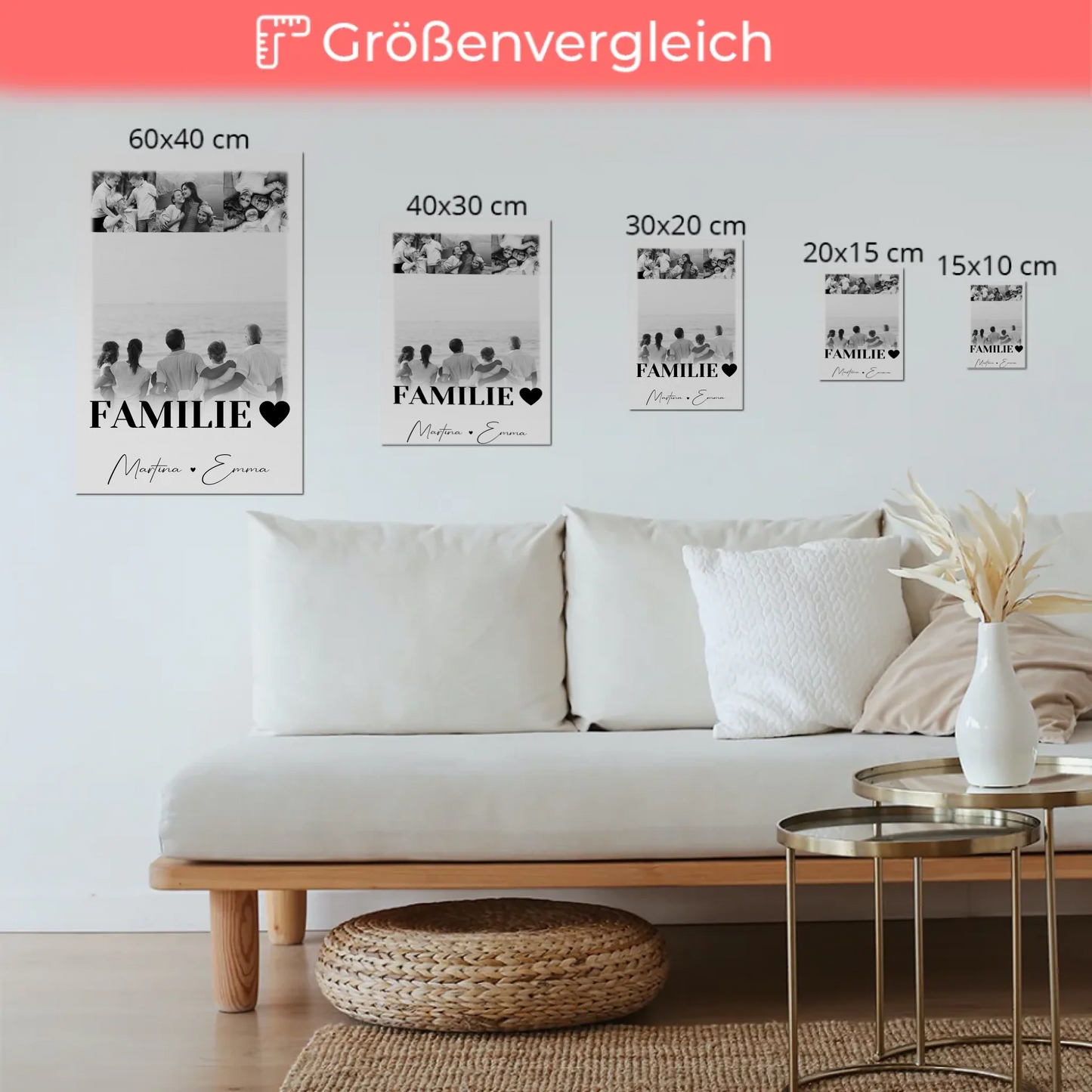 Familienbild Personalisiert mit 4 Fotos für die Familie Geschenke 6