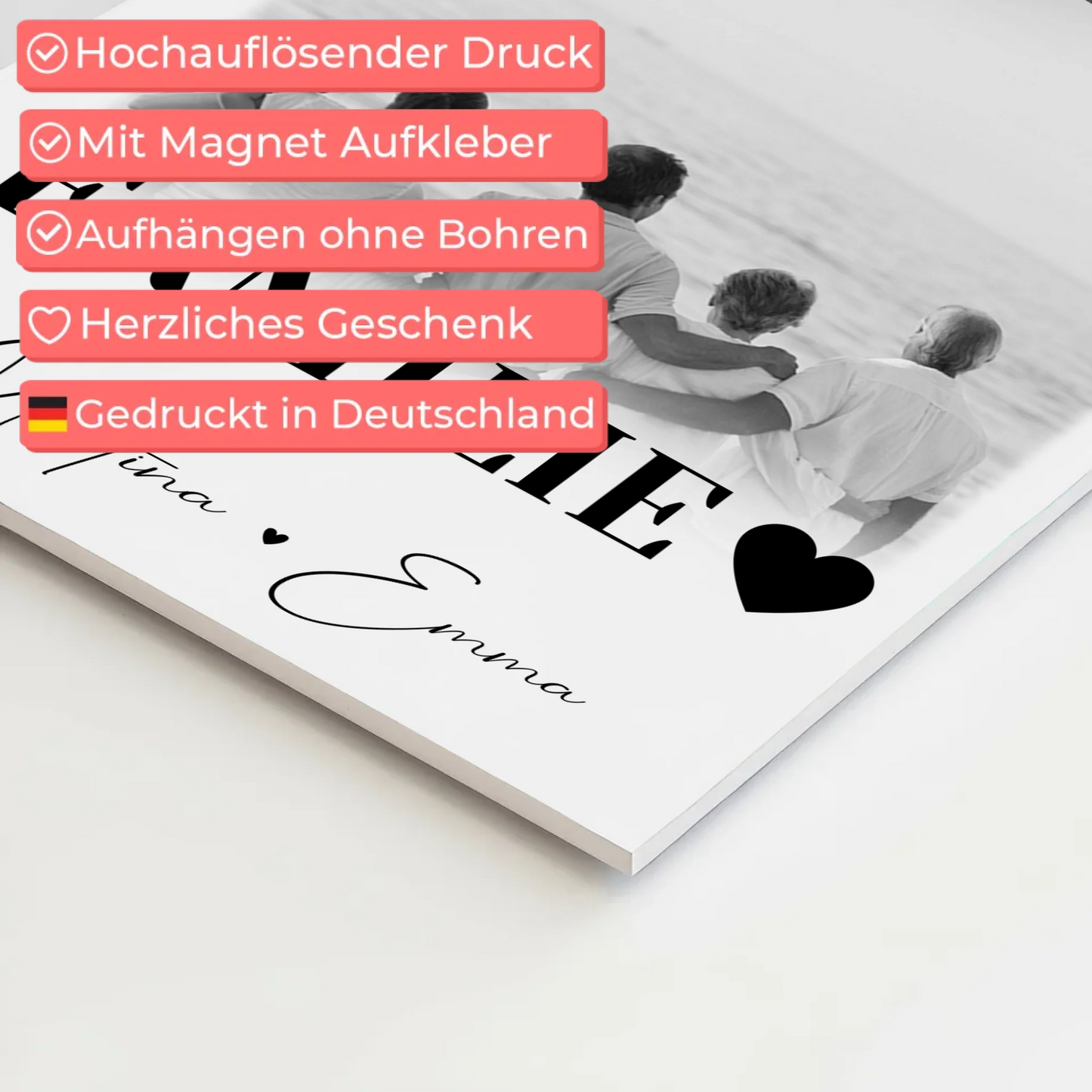 Familienbild Personalisiert mit 4 Fotos für die Familie Geschenke 4