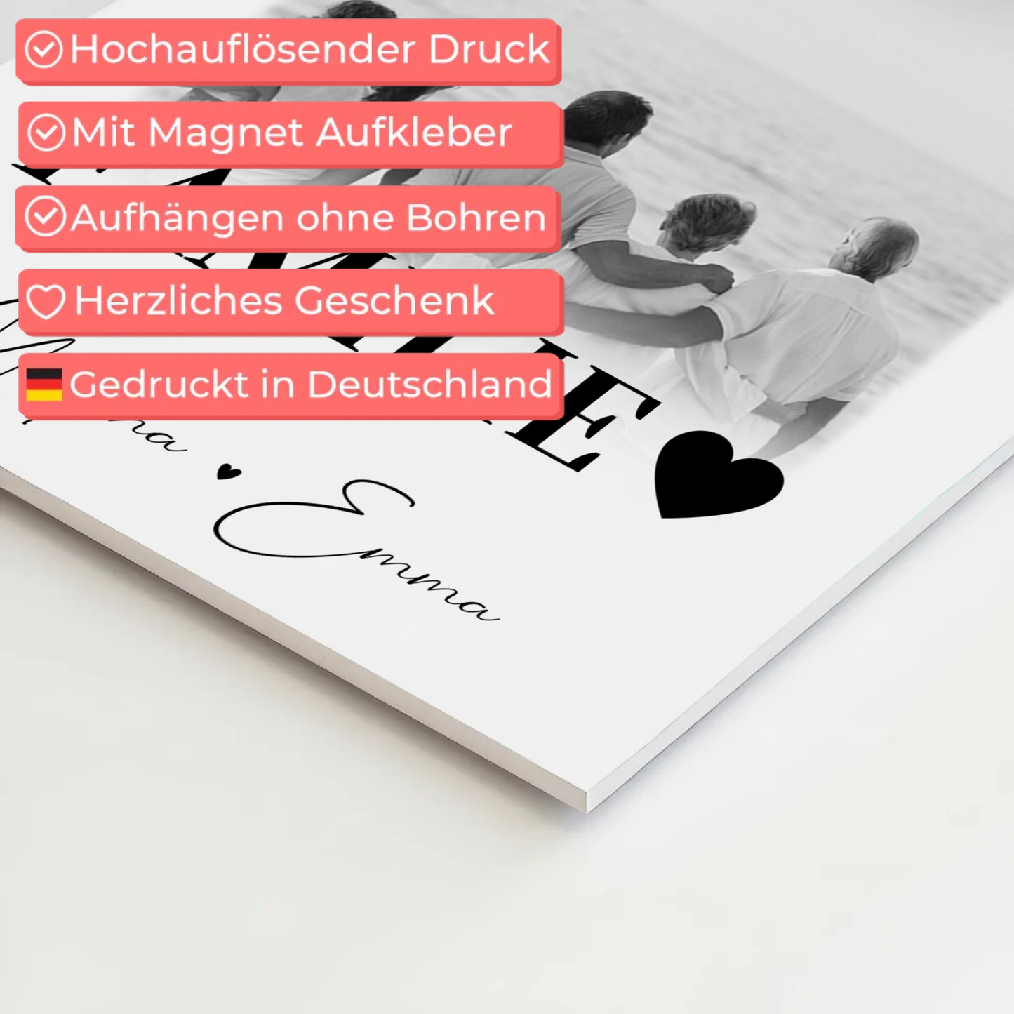 Familienbild Personalisiert mit 4 Fotos für die Familie Geschenke 10