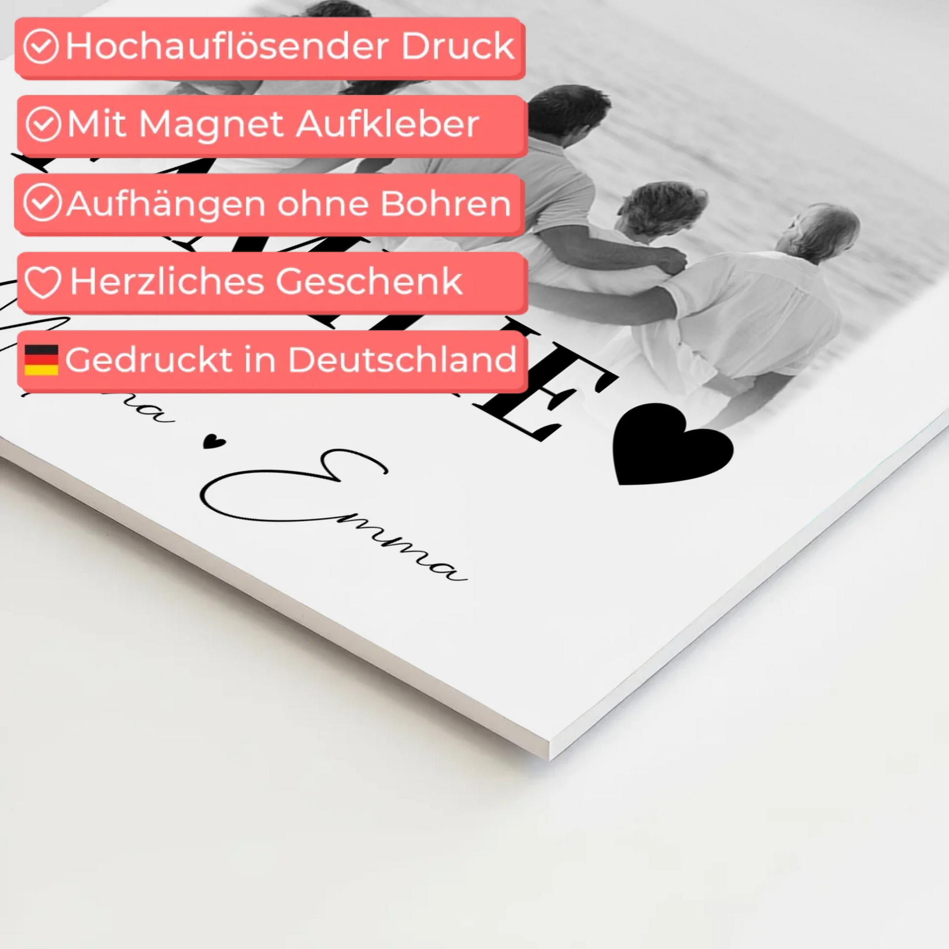 Familienbild Personalisiert mit 4 Fotos für die Familie Geschenke 10