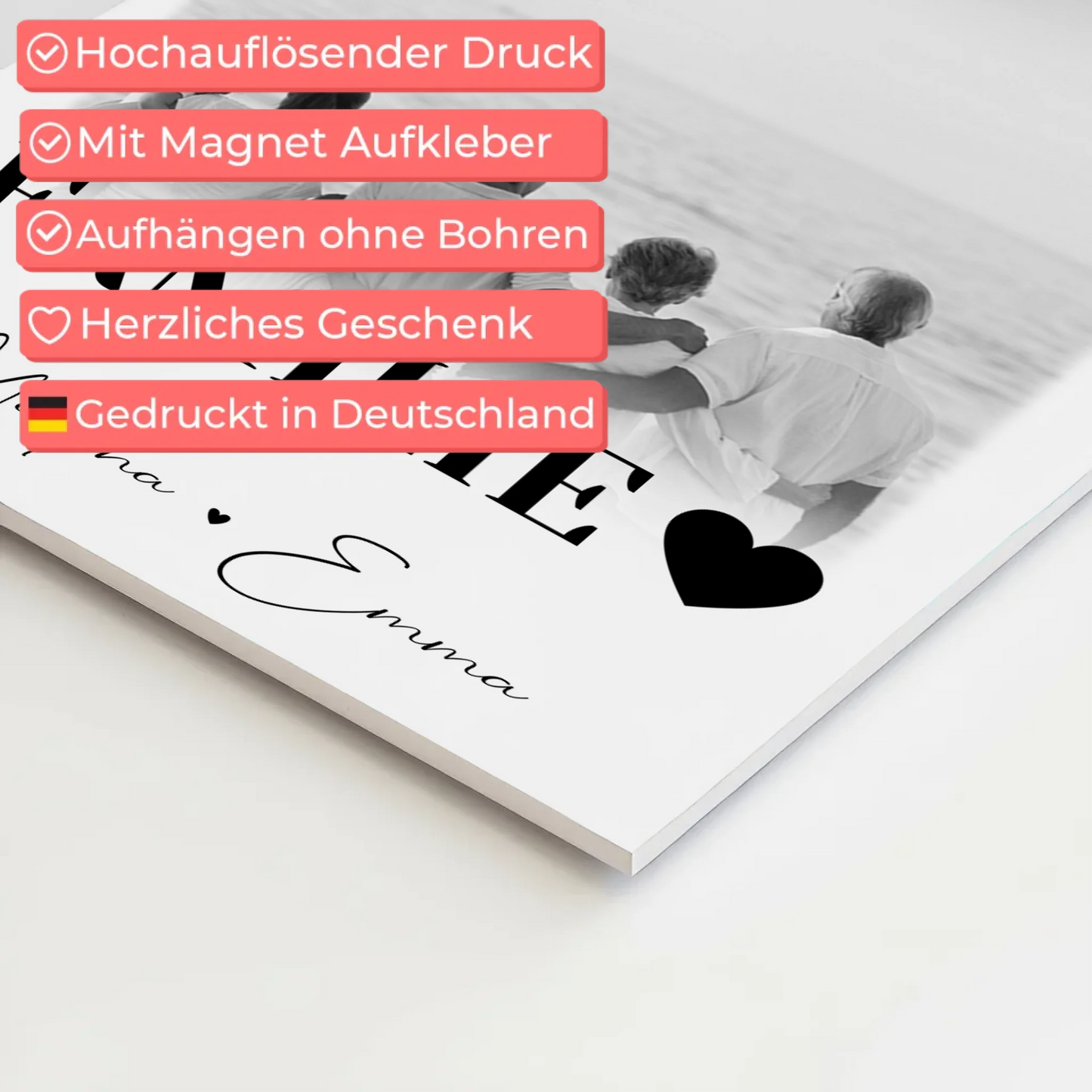 Familienbild Personalisiert mit 4 Fotos für die Familie Geschenke