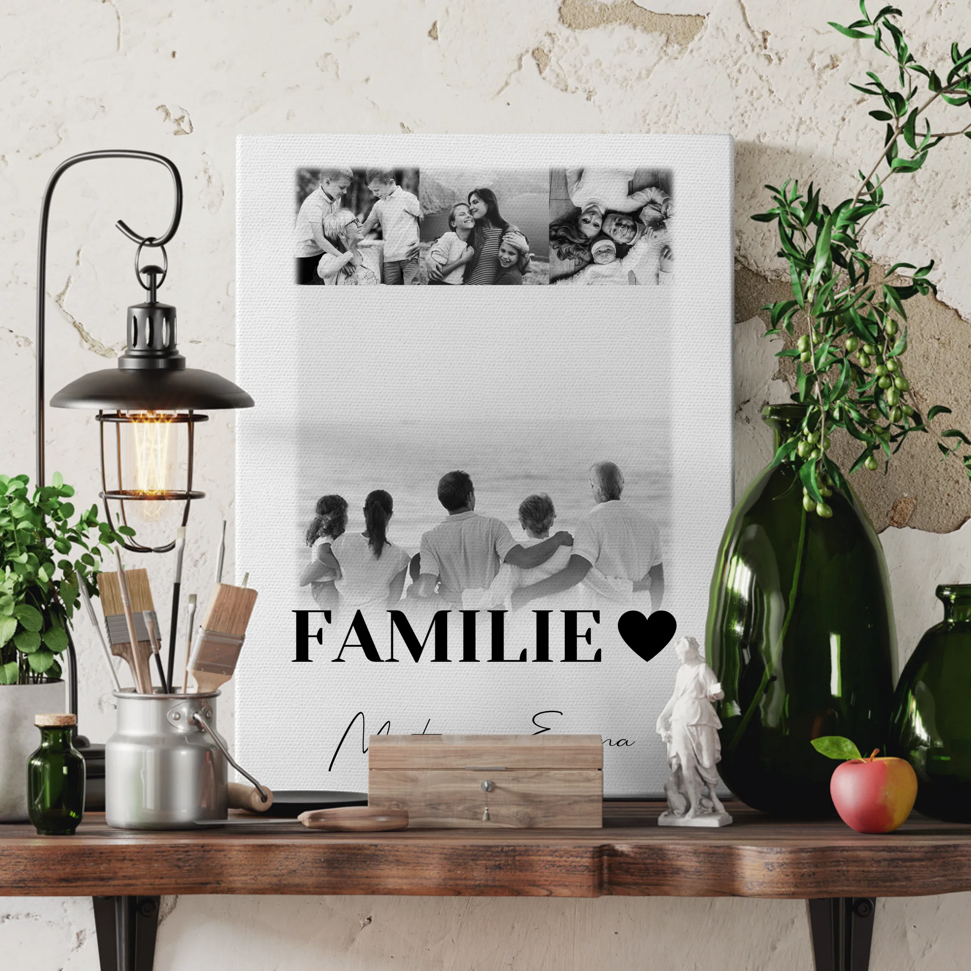 Personalisierte Leinwand Mit Spruch 4 Fotos Familie Geschenk für Zuhause 3