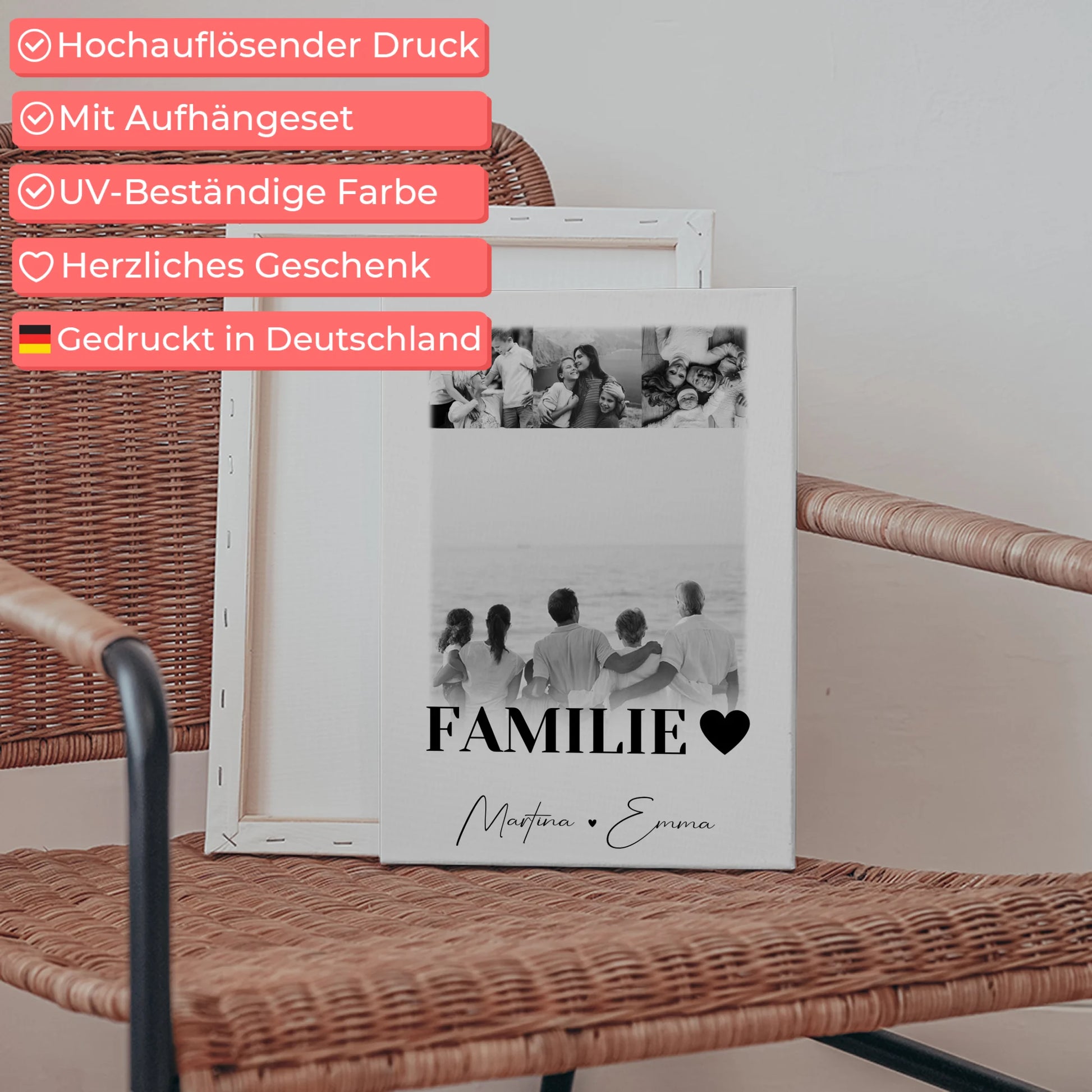 Personalisierte Leinwand Mit Spruch 4 Fotos Familie Geschenk für Zuhause 5