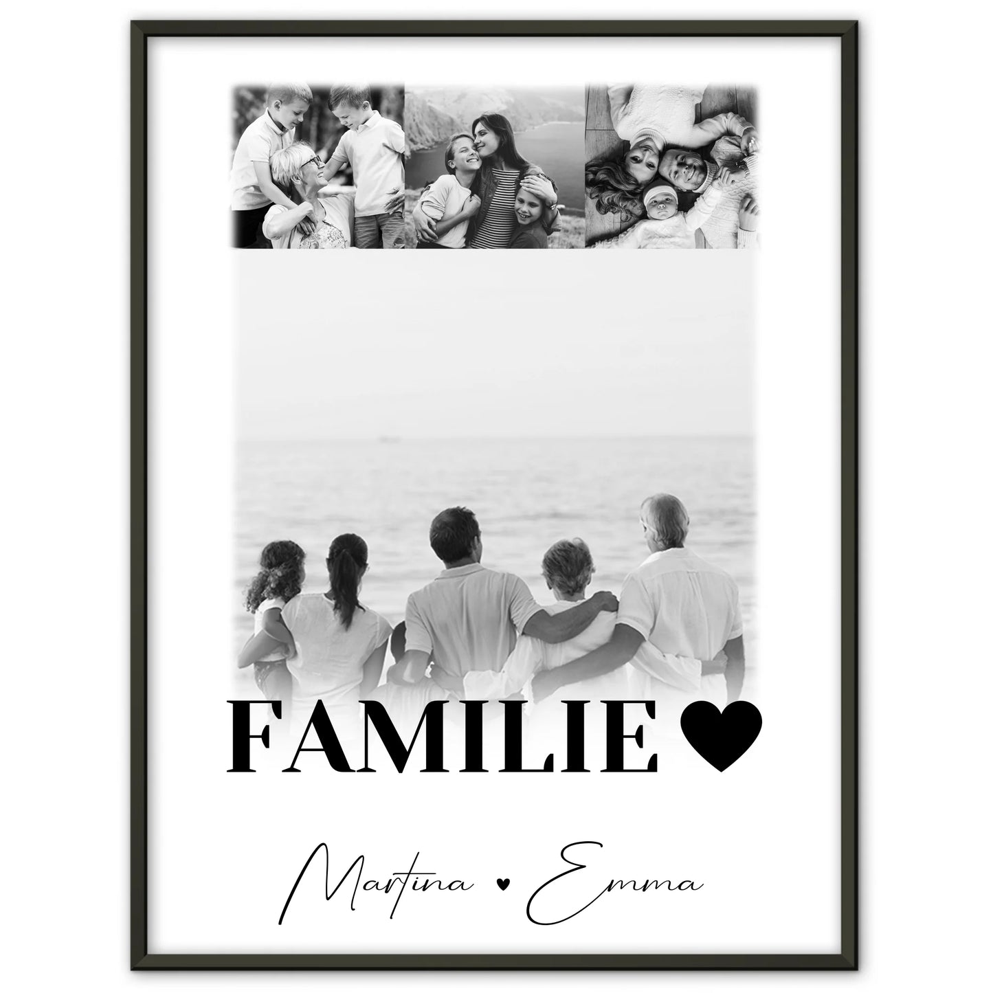 Poster Familie Mit Namen personalisiert mit 4 Fotos als Geschenkidee