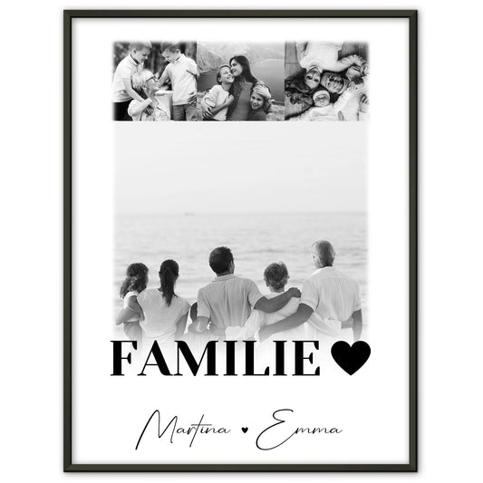 Poster Familie Mit Namen personalisiert mit 4 Fotos als Geschenkidee