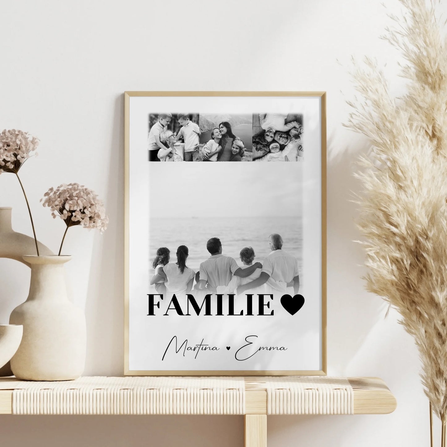 Poster Familie Mit Namen personalisiert mit 4 Fotos als Geschenkidee
