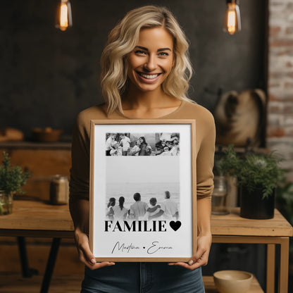 Poster Familie Mit Namen personalisiert mit 4 Fotos als Geschenkidee