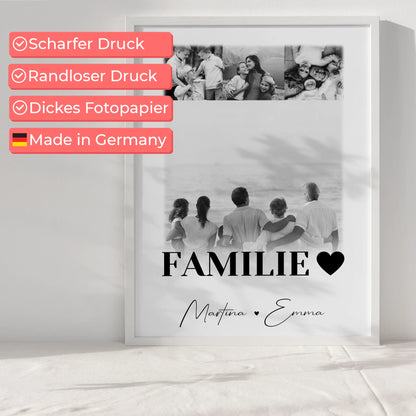 Poster Familie Mit Namen personalisiert mit 4 Fotos als Geschenkidee