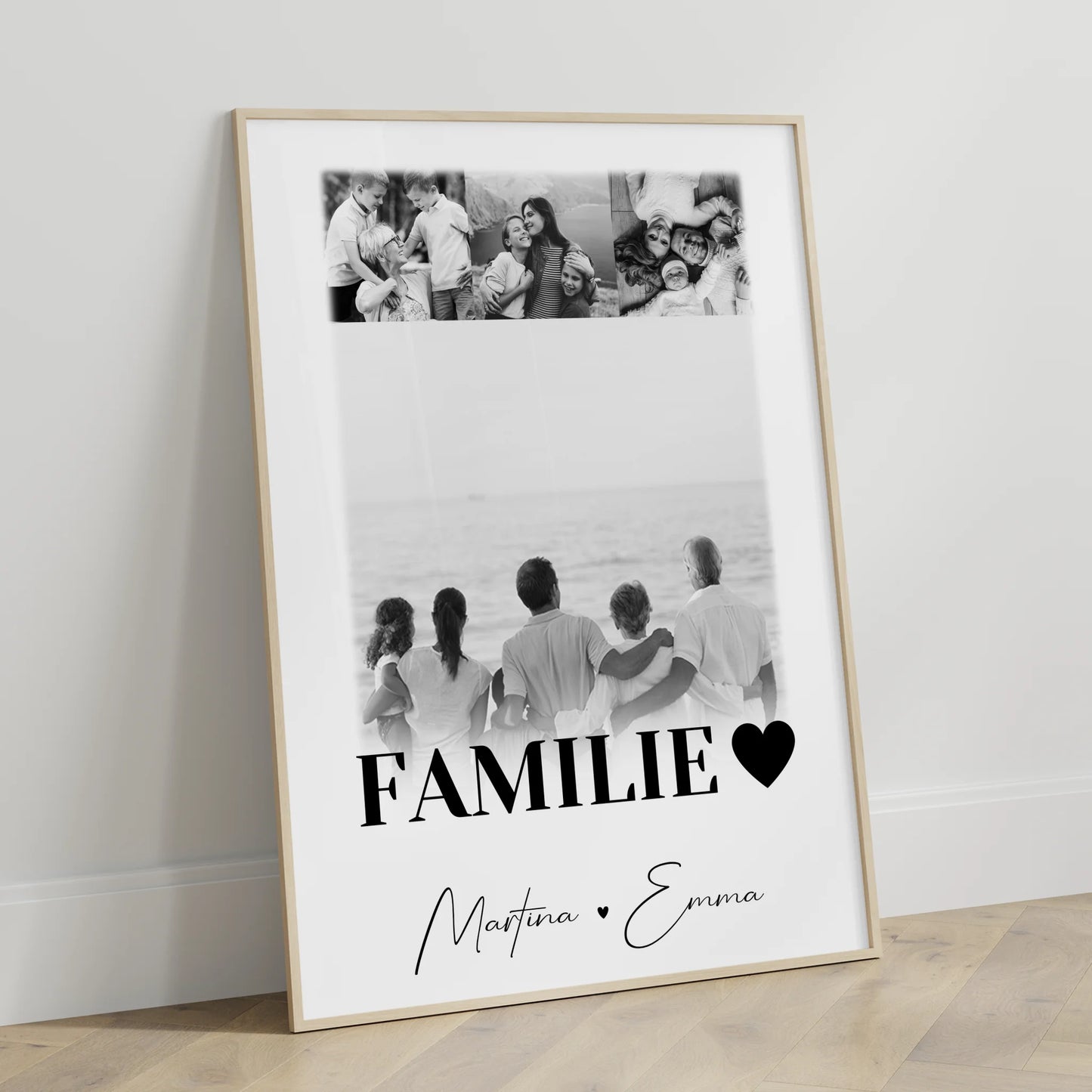 Poster Familie Mit Namen personalisiert mit 4 Fotos als Geschenkidee