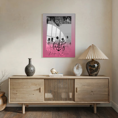 Wandbild Familie Personalisiert mit 4 Fotos und Kleinem Herz Foto für Family Freude