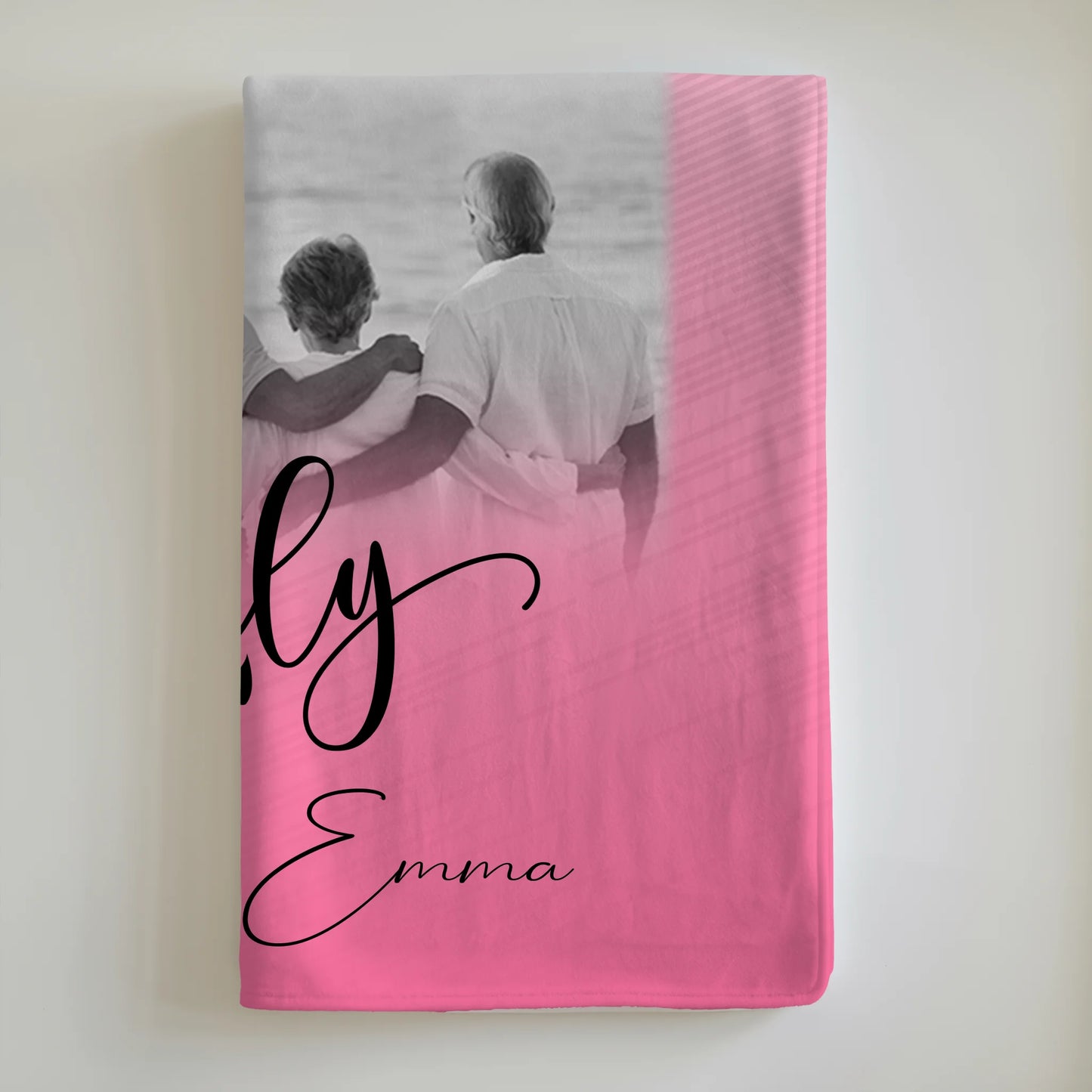 Personalisierte Family Namensdecke mit 4 Fotos und 1 Kleines Herz Foto für besondere Momente 6