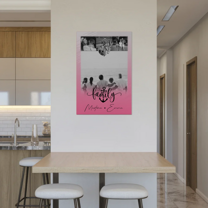 Familienbild Personalisiert mit 4 Fotos und 1 Kleines Herz Foto für Family Geschenk 2