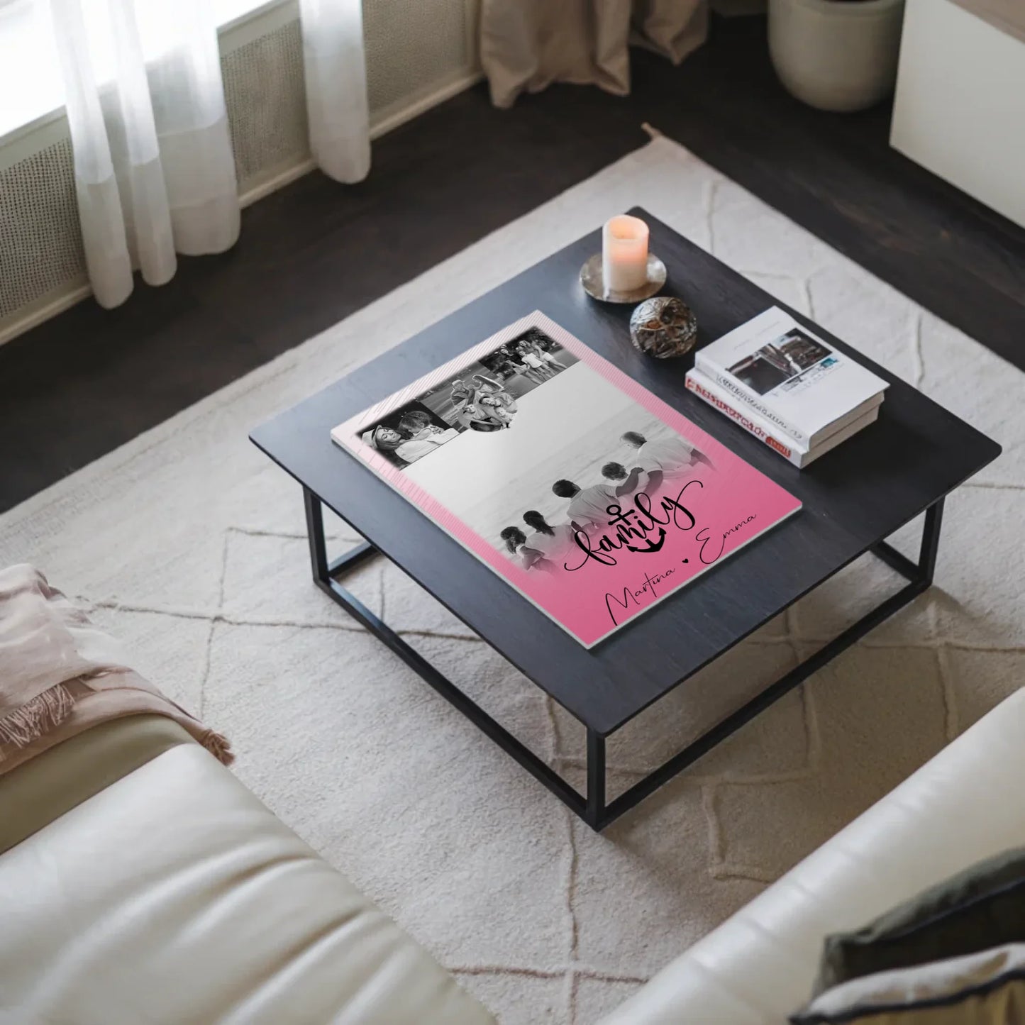 Familienbild Personalisiert mit 4 Fotos und 1 Kleines Herz Foto für Family Geschenk 3