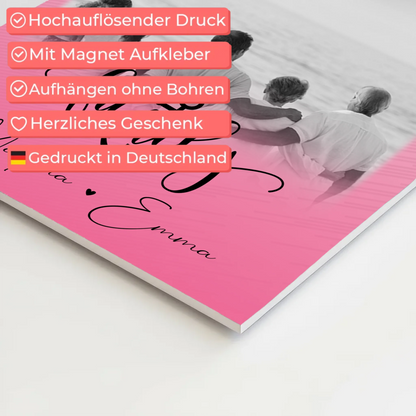 Familienbild Personalisiert mit 4 Fotos und 1 Kleines Herz Foto für Family Geschenk