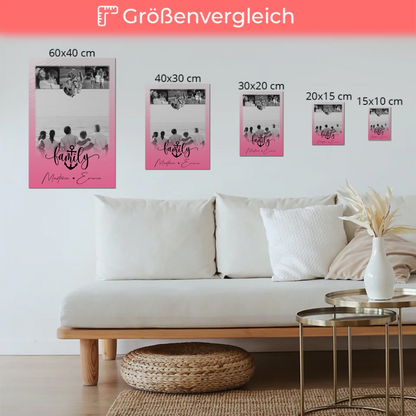 Familienbild Personalisiert mit 4 Fotos und 1 Kleines Herz Foto für Family Geschenk
