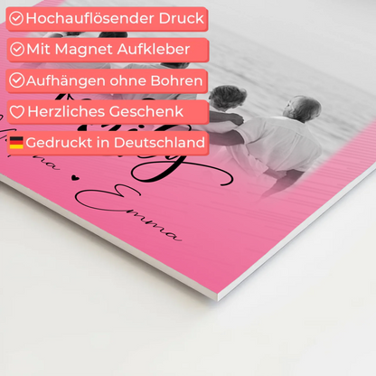 Familienbild Personalisiert mit 4 Fotos und 1 Kleines Herz Foto für Family Geschenk