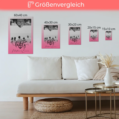 Familienbild Personalisiert mit 4 Fotos und 1 Kleines Herz Foto für Family Geschenk