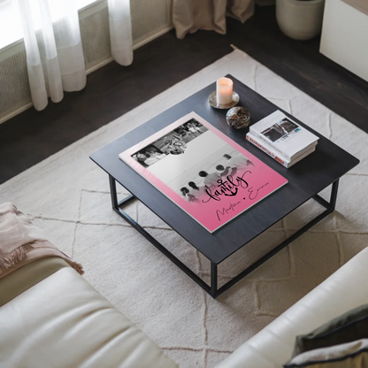 Familienbild Personalisiert mit 4 Fotos und 1 Kleines Herz Foto für Family Geschenk