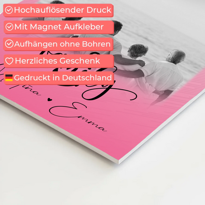 Familienbild Personalisiert mit 4 Fotos und 1 Kleines Herz Foto für Family Geschenk