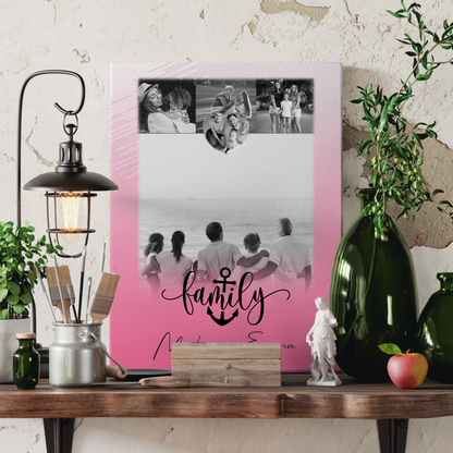 Familienbild Personalisiert Leinwand mit 4 Fotos und Herz Motiv für Family Geschenk 3