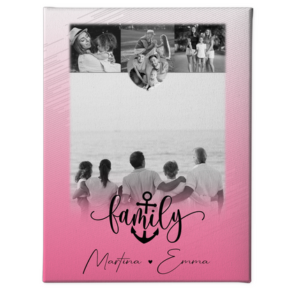 Familienbild Personalisiert Leinwand mit 4 Fotos und Herz Motiv für Family Geschenk 1