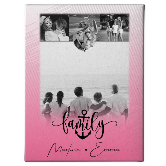 Familienbild Personalisiert Leinwand mit 4 Fotos und Herz Motiv für Family Geschenk 1