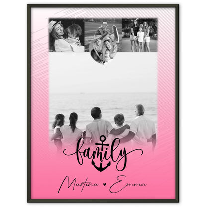 Personalisiertes Poster Mit Namen Familie 4 Fotos und 1 Kleines Herz Foto Family