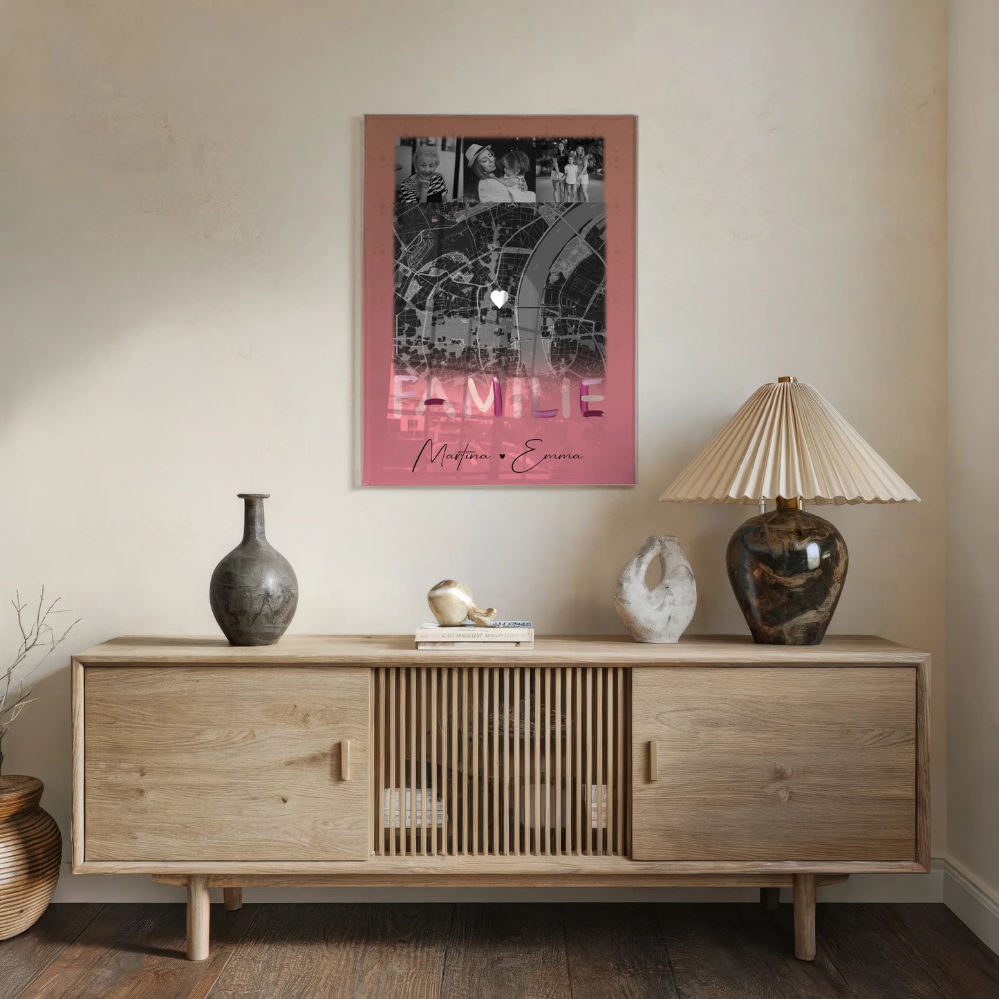 Familienbild Personalisiert Acrylglas Bild mit 4 Fotos und Karte für Familiengeschenke