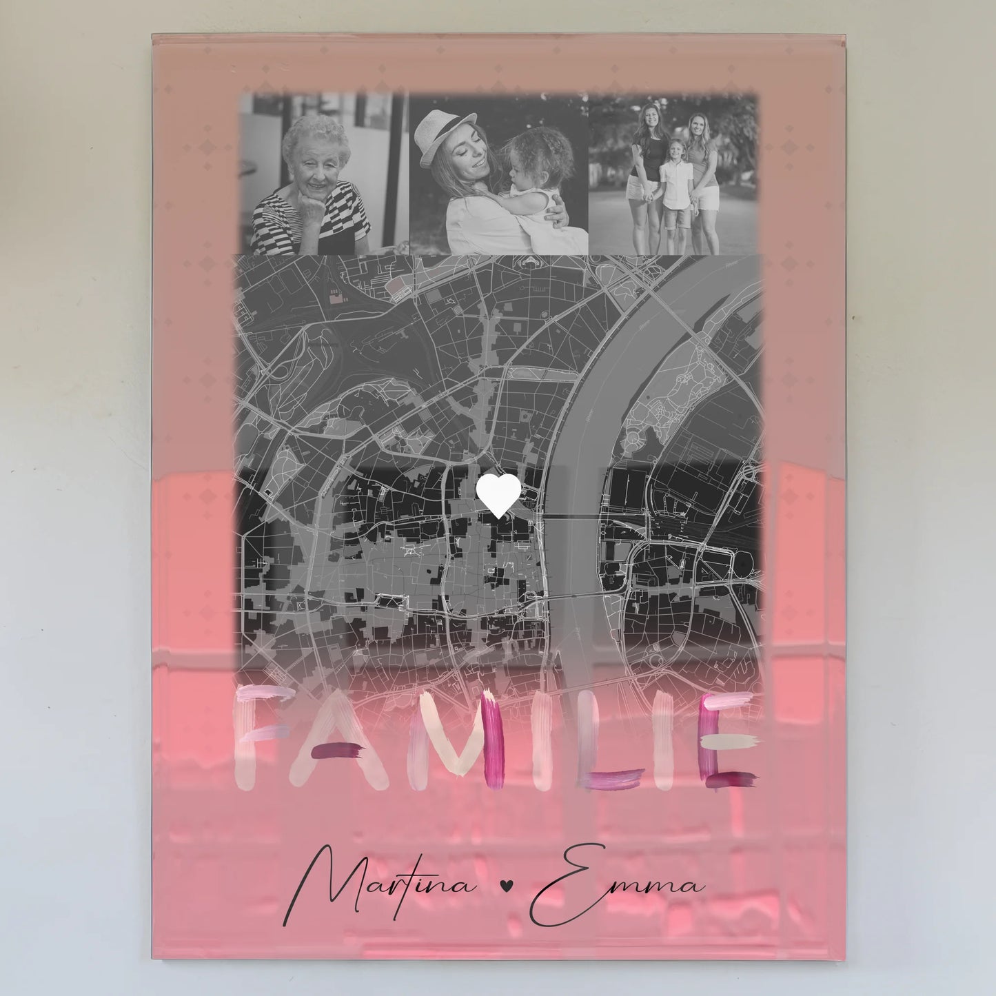 Familienbild Personalisiert Acrylglas Bild mit 4 Fotos und Karte für Familiengeschenke