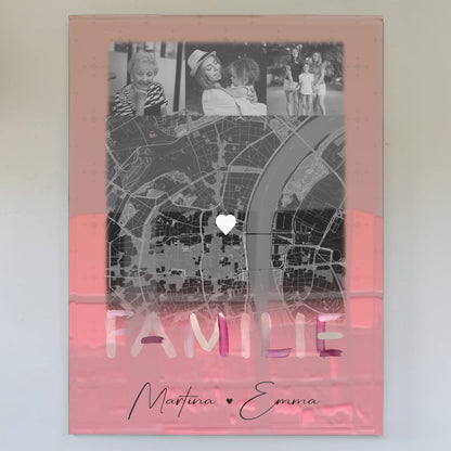 Familienbild Personalisiert Acrylglas Bild mit 4 Fotos und Karte für Familiengeschenke