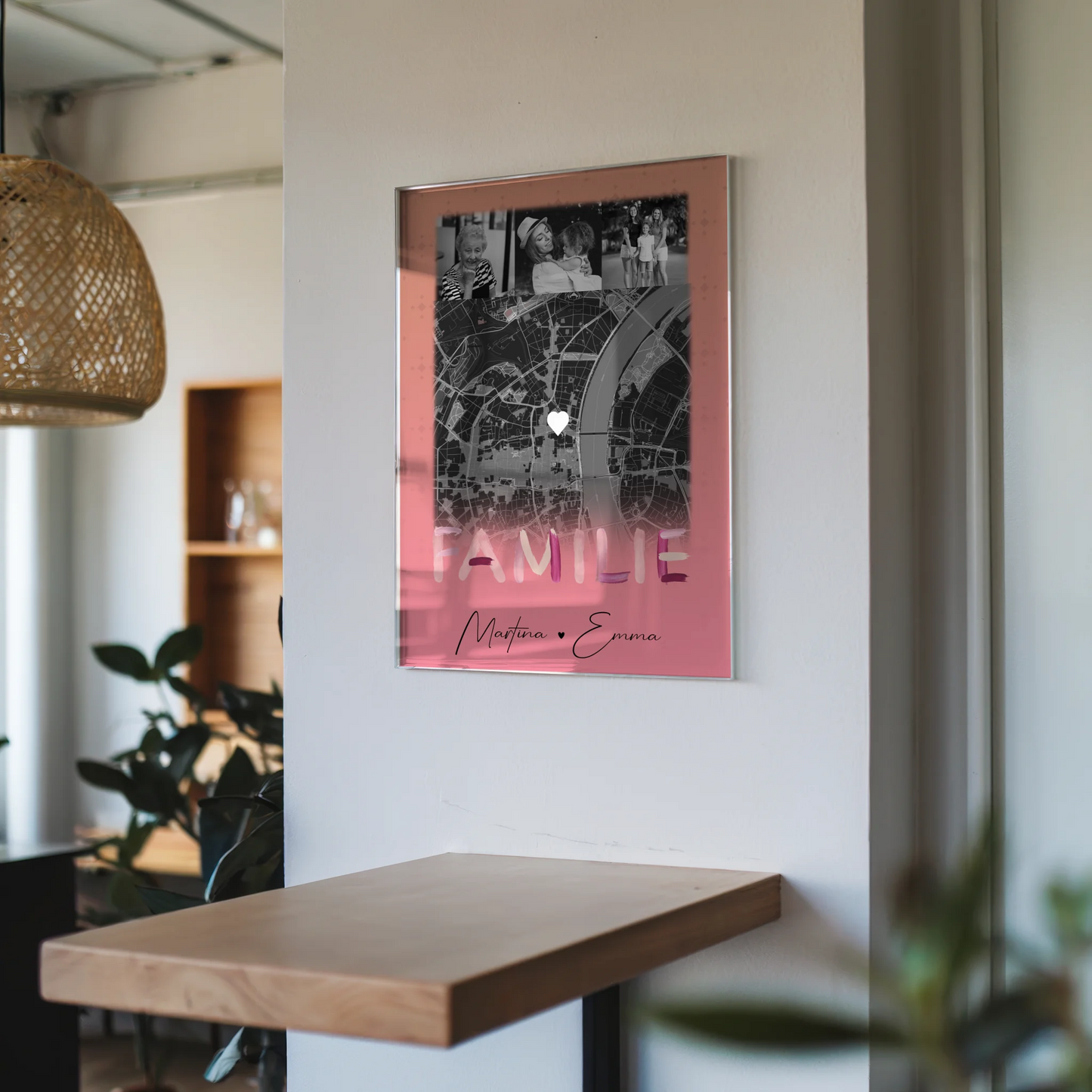 Familienbild Personalisiert Acrylglas Bild mit 4 Fotos und Karte für Familiengeschenke