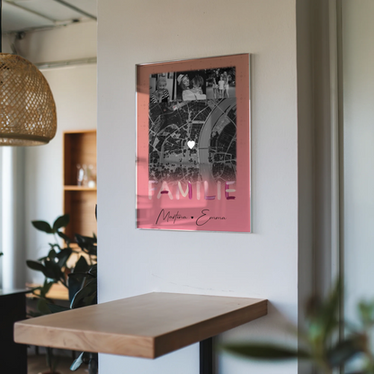 Familienbild Personalisiert Acrylglas Bild mit 4 Fotos und Karte für Familiengeschenke