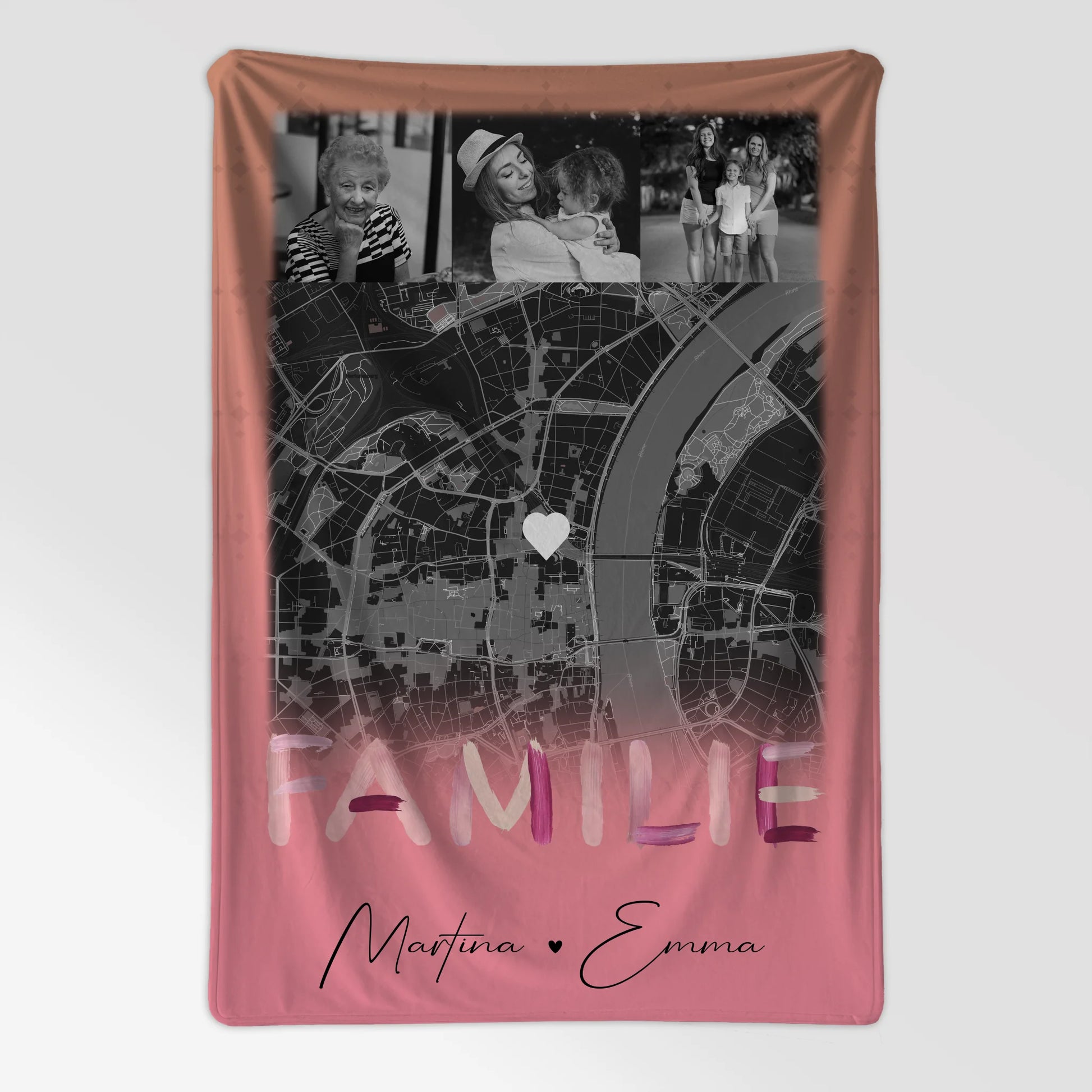 Personalisierte Kuscheldecke Mit Namen 4 Fotos Karte Familie Geschenk für Familie 7