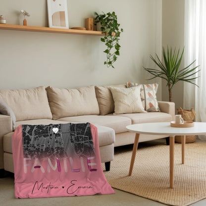Personalisierte Kuscheldecke Mit Namen 4 Fotos Karte Familie Geschenk für Familie 4