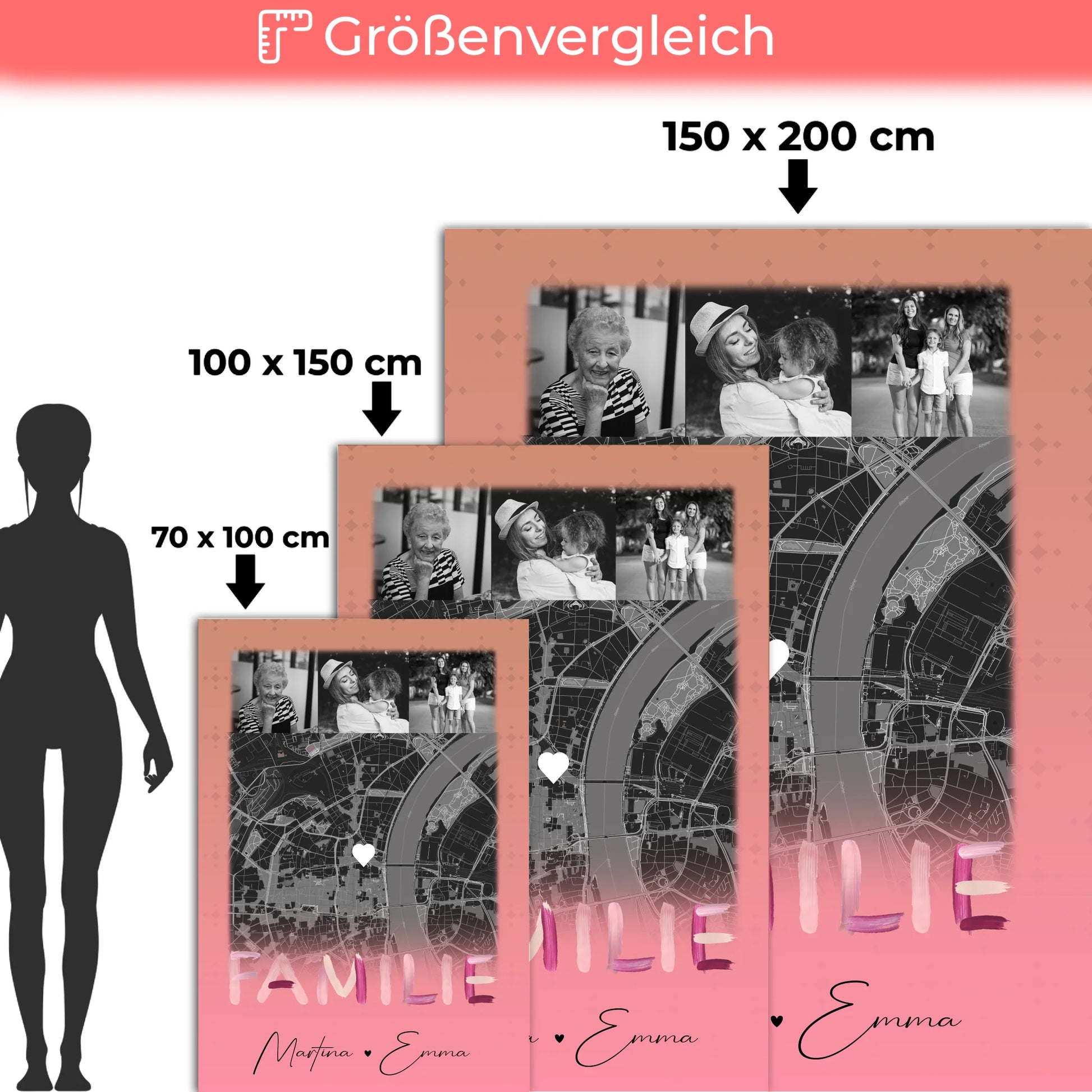 Personalisierte Kuscheldecke Mit Namen 4 Fotos Karte Familie Geschenk für Familie 5