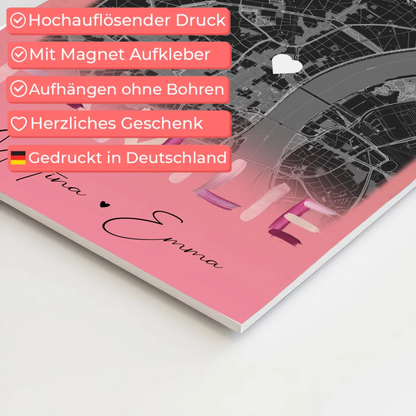 Familienbild Personalisiert mit 4 Fotos und Karte Familiengeschenk individuell gestaltet 4