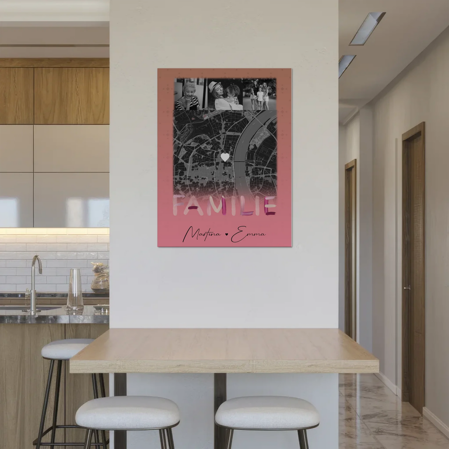 Familienbild Personalisiert mit 4 Fotos und Karte Familiengeschenk individuell gestaltet 8