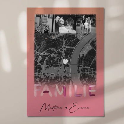 Familienbild Personalisiert mit 4 Fotos und Karte Familiengeschenk individuell gestaltet 7