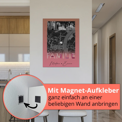 Familienbild Personalisiert mit 4 Fotos und Karte Familiengeschenk individuell gestaltet