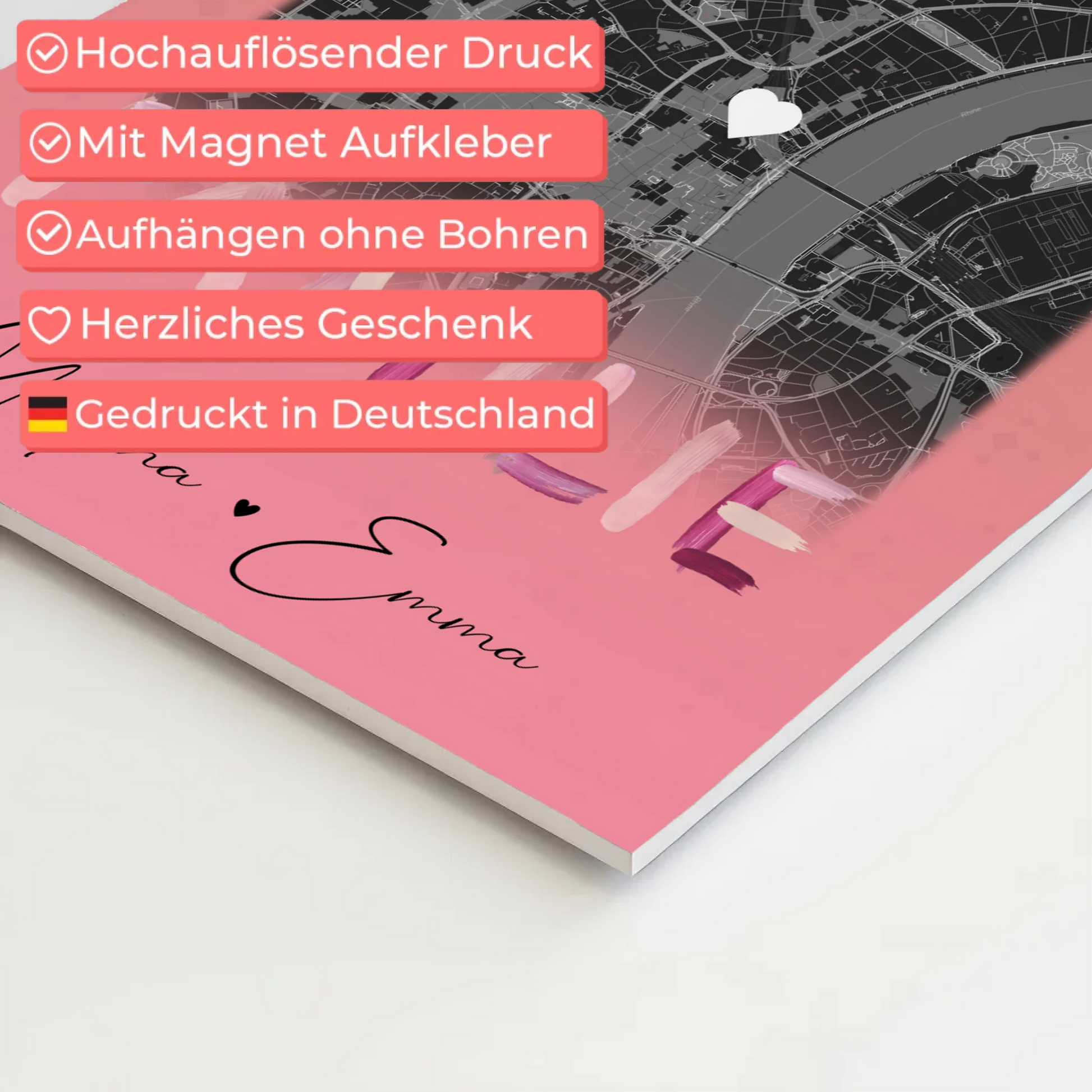 Familienbild Personalisiert mit 4 Fotos und Karte Familiengeschenk individuell gestaltet 10