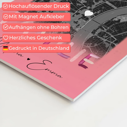 Familienbild Personalisiert mit 4 Fotos und Karte Familiengeschenk individuell gestaltet 10