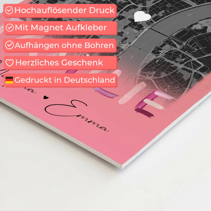 Familienbild Personalisiert mit 4 Fotos und Karte Familiengeschenk individuell gestaltet